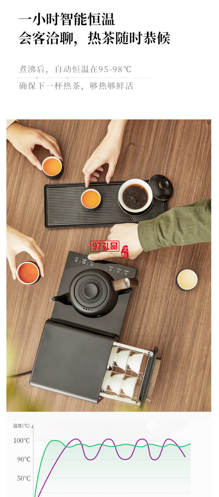全自動(dòng)電熱水壺茶臺泡茶專用燒水壺帶消毒不銹鋼茶爐高檔商務(wù)禮品定制